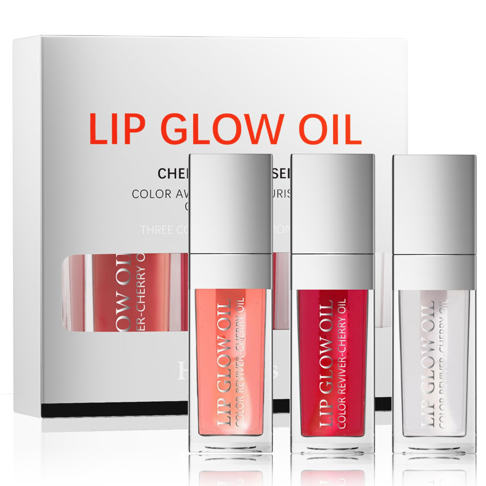 Lip Oil Set with Hydrating Tint and NonSticky Plumping Gloss, 3 Colors LongLasting Shine