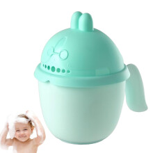 Shower Cup Rinser For Kids With 7 Water Holes, Shampoo Rinser Wash Cup, Rabbit Green