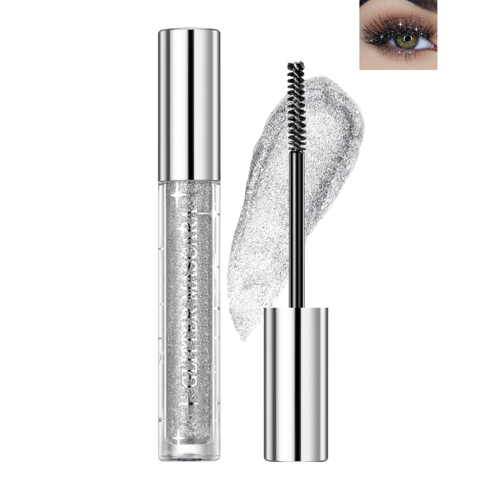 Waterproof Glitter Mascara Silver Volumizing Curling Long Lasting Sparkle for Party Stage Use