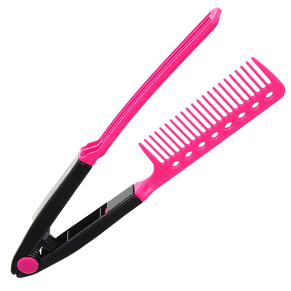 Unisex Hair Straightening Comb Vshaped For Effortless Detangling And Precise Styling, Travelfriendly