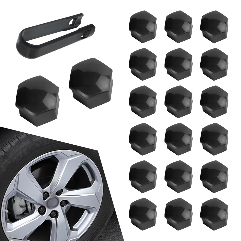21Pcs Car Wheel Lug Nut Covers 19Mm Antitheft Rustproof Dustproof Tire Valve Cap Set Black 9099447222374