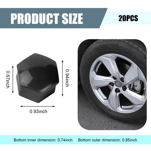 21pcs Car Wheel Lug Nut Covers 19mm AntiTheft Rustproof Black Dustproof Tire Valve Cap Set 1