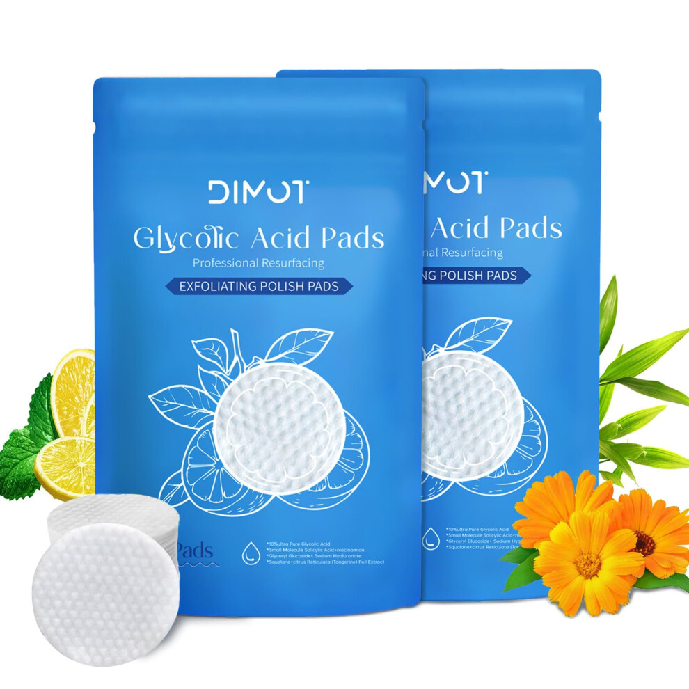 Glycolic Acid Pads 10% with Salicylic Acid 2% for Face, Dual Exfoliation and Deep Pore Cleansing, 80 Count
