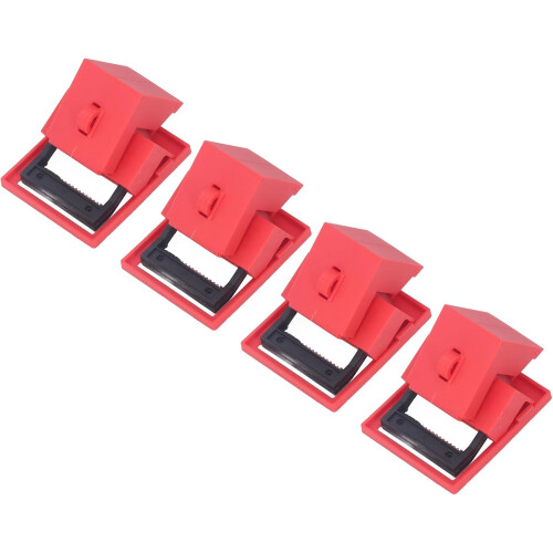 Clamp On Circuit Breaker Lockout Device 4 Pack, ABS  Visibility Lock for Single Pole 480600V 1