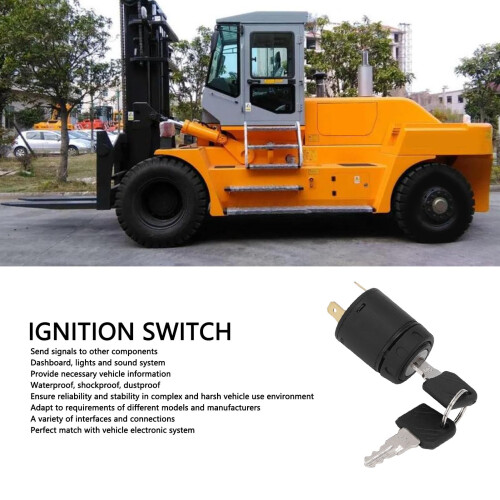 Forklift Ignition Switch with Key Assembly for Tractor, Stable Electrical Performance Replacement 1