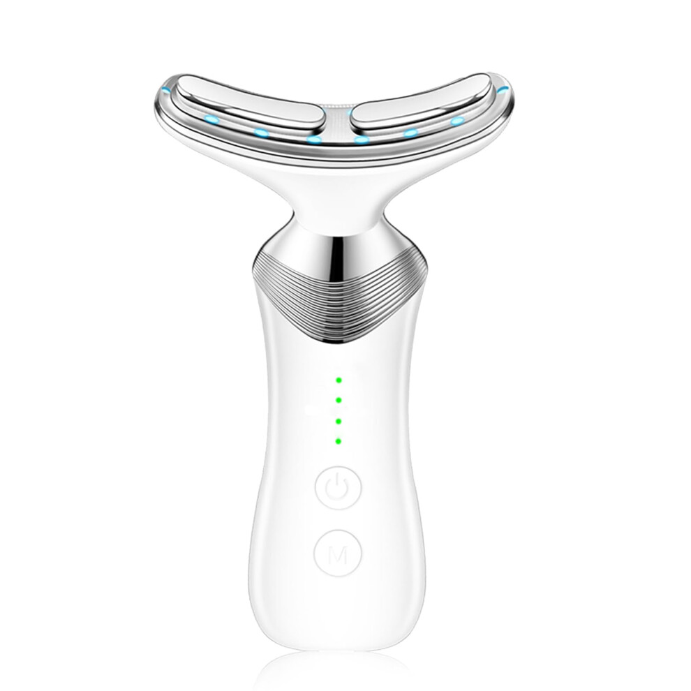 White 4In1 Face And Neck Massager, Athome Antiaging Facial Tool With Deep Hydration,
