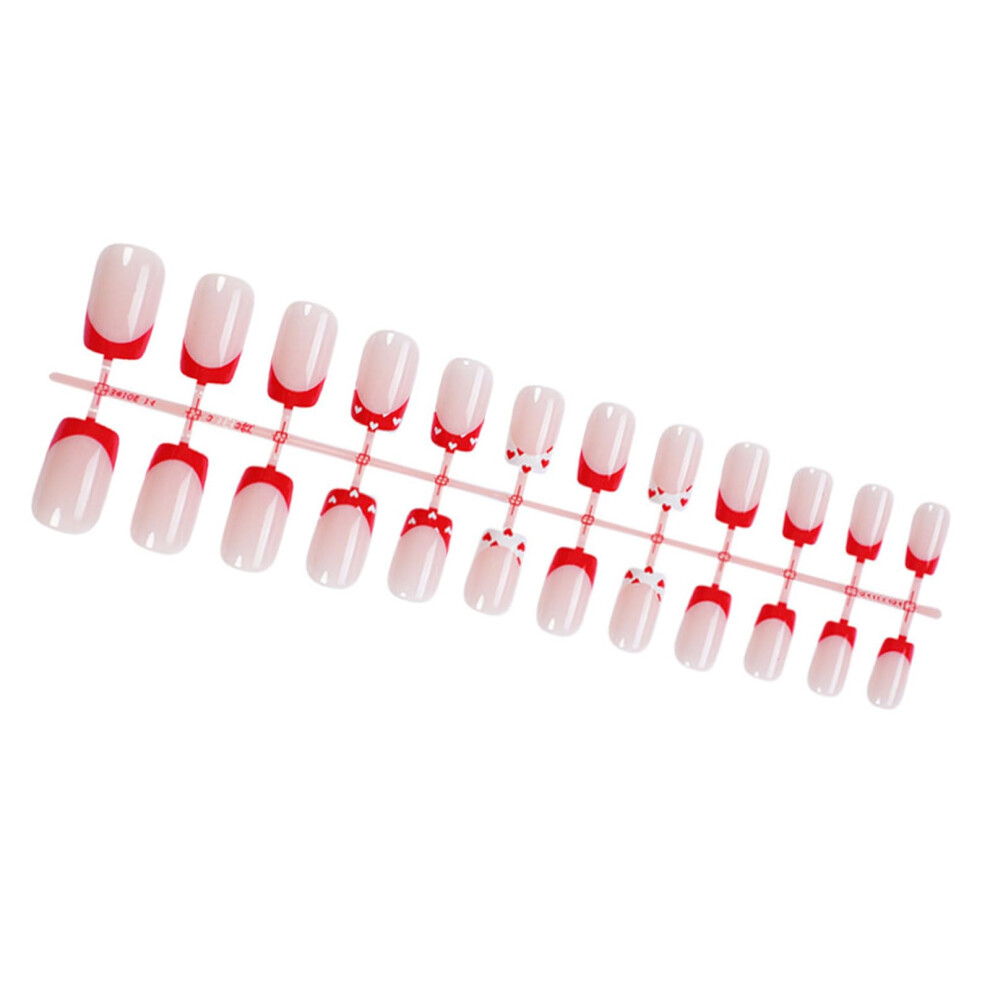 24pcs Square French Press On Nails False Nails with Elegant Designs Instant Salon Manicure