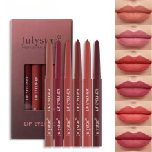 Waterproof Matte Lip Liner Set 6 Colors Long Lasting Automatic Twist Pink Lip Pencil