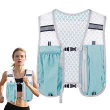 Running Hydration Vest and Backpack with Breathable Elastic Fit, MultiPocket Design for Trail, Marathon, Hiking, Cycling  Light Blue