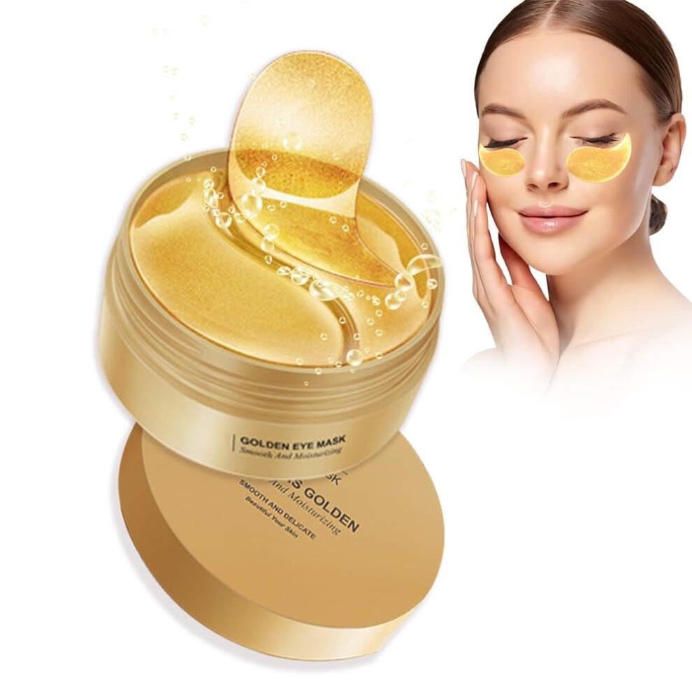 Gold/Dark 24K Under Eye Patches For Circles And Puffiness, Collagen Eye Masks With Hydration Boost