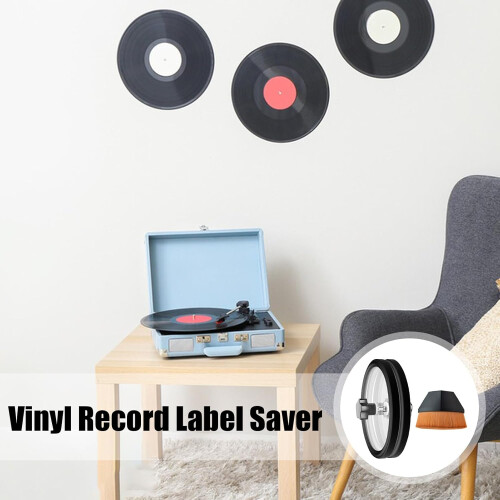 Record Cleaning Brush with Vinyl Record Label Protector, AntiSlip Handle, Dust Removal Kit 1