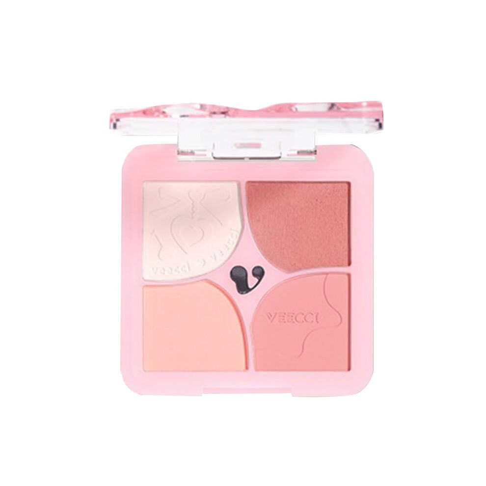 4 Color Blush and Highlighter Palette, Silky Smooth Cream and Powder Face Set for Radiant Glow