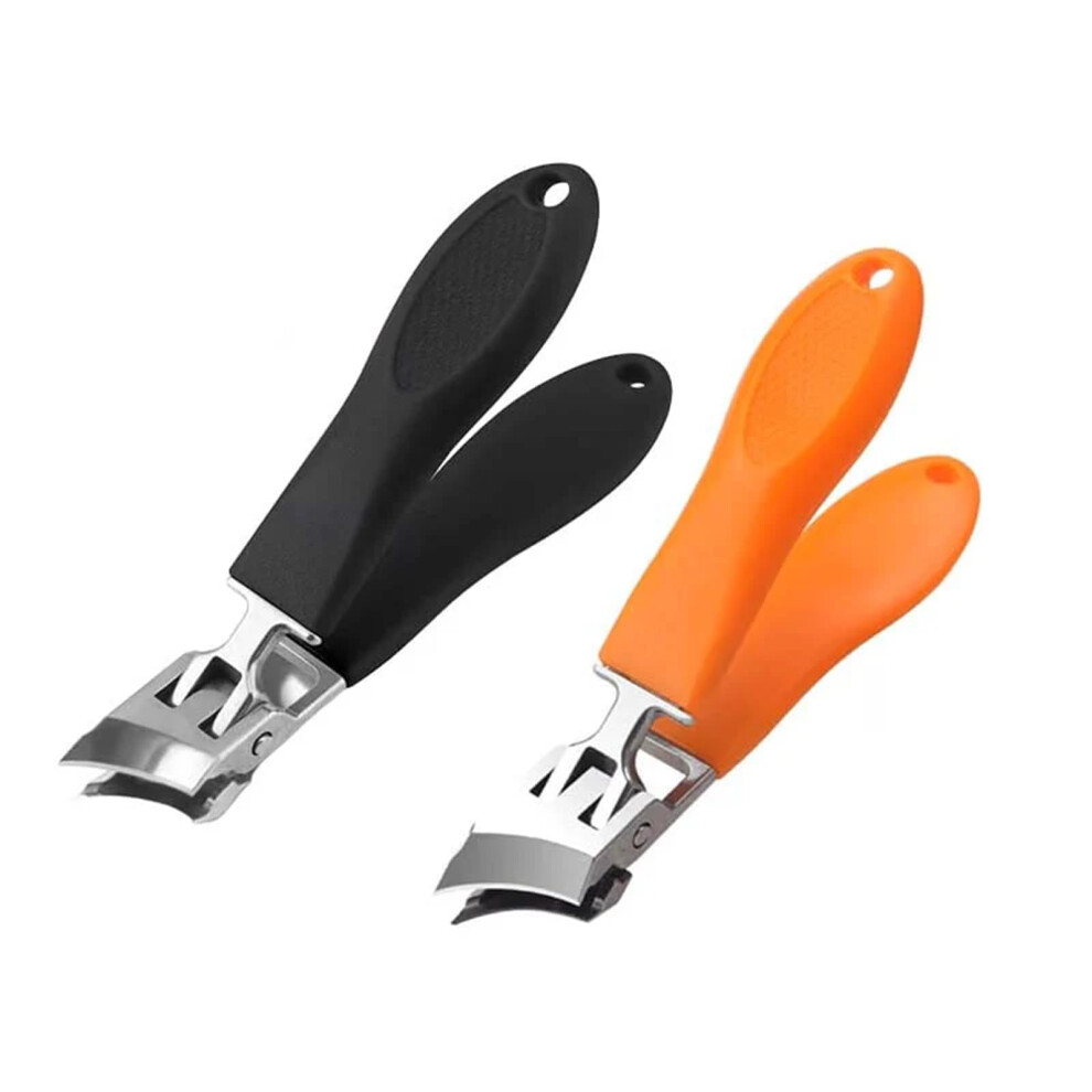 Black/Orange Nail Clipper For Thick Nails With Wide Jaw Opening, Slanted Blade And Nonslip Grip, And