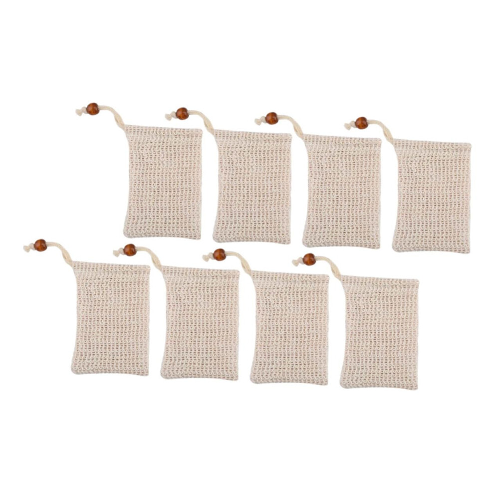 Soap Saver Bag Ramie Exfoliating Mesh Pouch for Bath and Shower with Rich Lather Design 8pcs