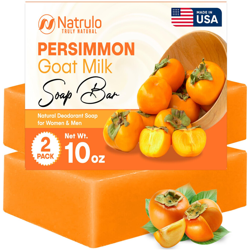 Goat Milk Soap with Persimmon Extract for Odor Control, Hydrating Natural Deodorant Bar for Men and Women