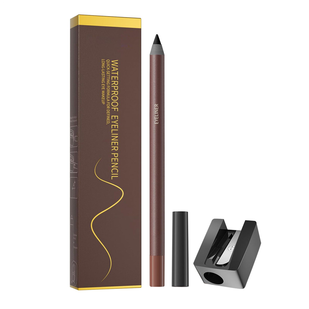 Black Waterproof Eyeliner Gel Pencil With Sharpener, Smudgeproof Long Lasting Eye Liner For Women
