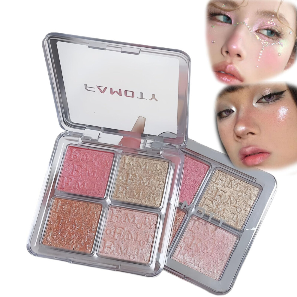 4 Color Highlighter Palette Long Lasting Waterproof Glow Face Makeup Powder 3D Highlight