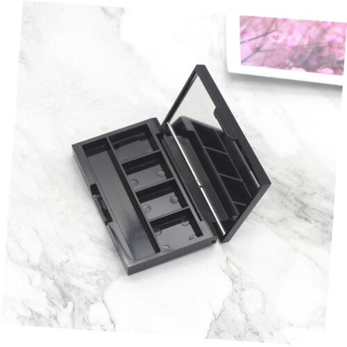 Empty Eyeshadow Palette with Compartments, Compact Travel Makeup Case, Black Refillable Design 2