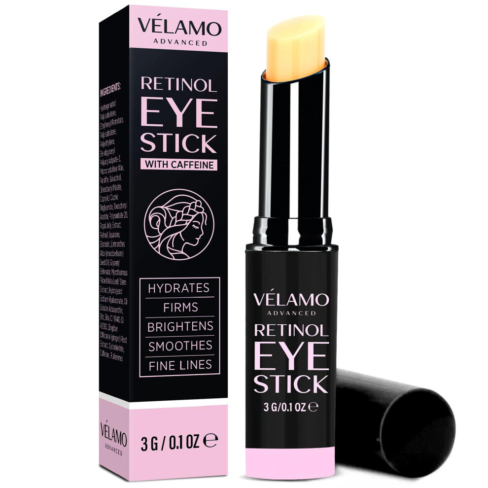 Cream/Dark Retinol Eye Stick And For Circles, Puffiness Relief, Fine Line Smoothing With Bakuchiol, Caffeine 0.1Oz