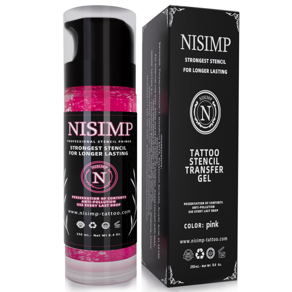 Pink 250Ml Tattoo Stencil Transfer Gel, Fast Drying Skinfriendly Solution For Precise Longlasting Outlines