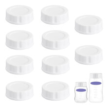 Baby Bottle Lids with Leakproof Silicone Seal, 10 Pack Replacement Caps Compatible with Lansinoh, MAM, and Pigeon