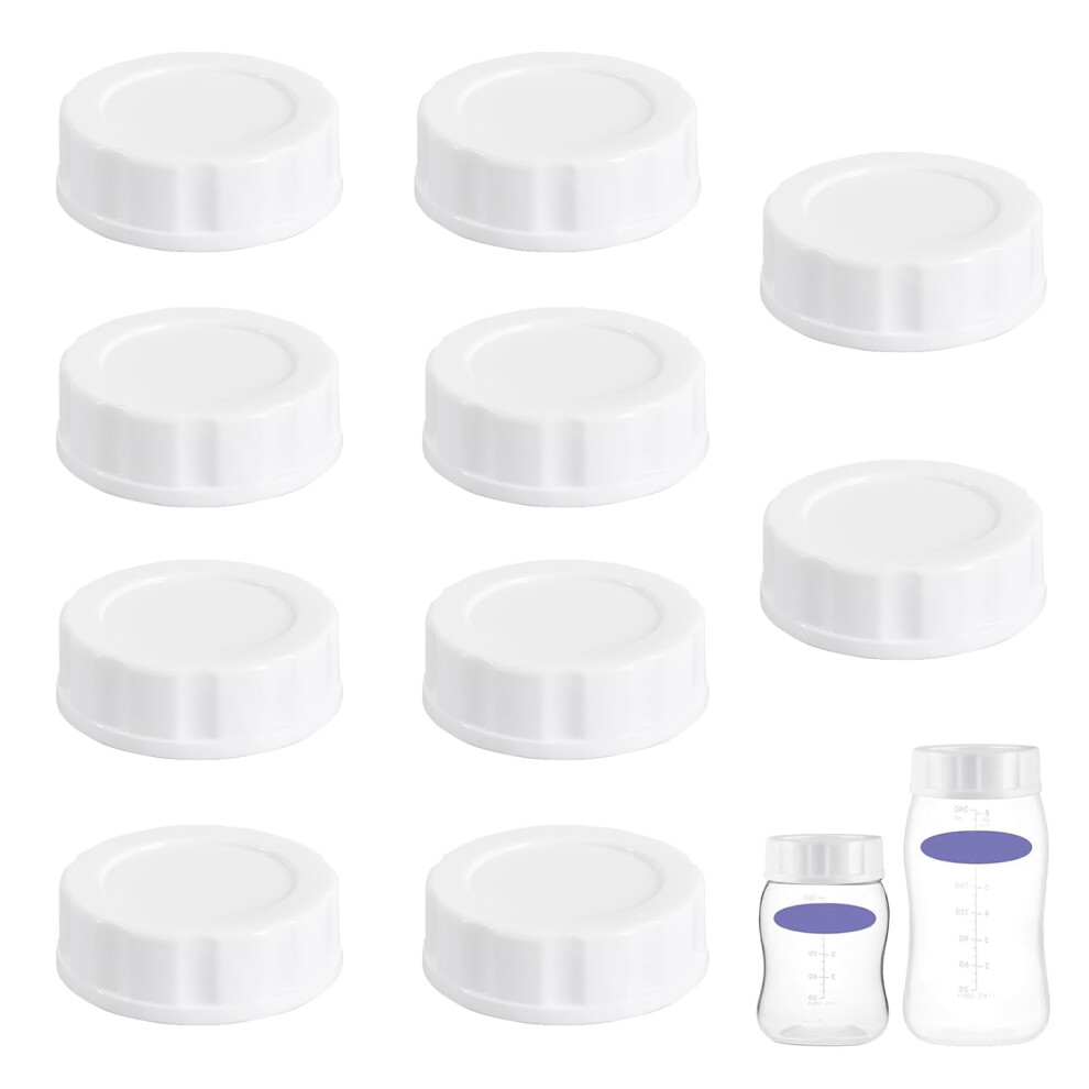 Baby Bottle Lids with Leakproof Silicone Seal, 10 Pack Replacement Caps Compatible with Lansinoh, MAM, and Pigeon