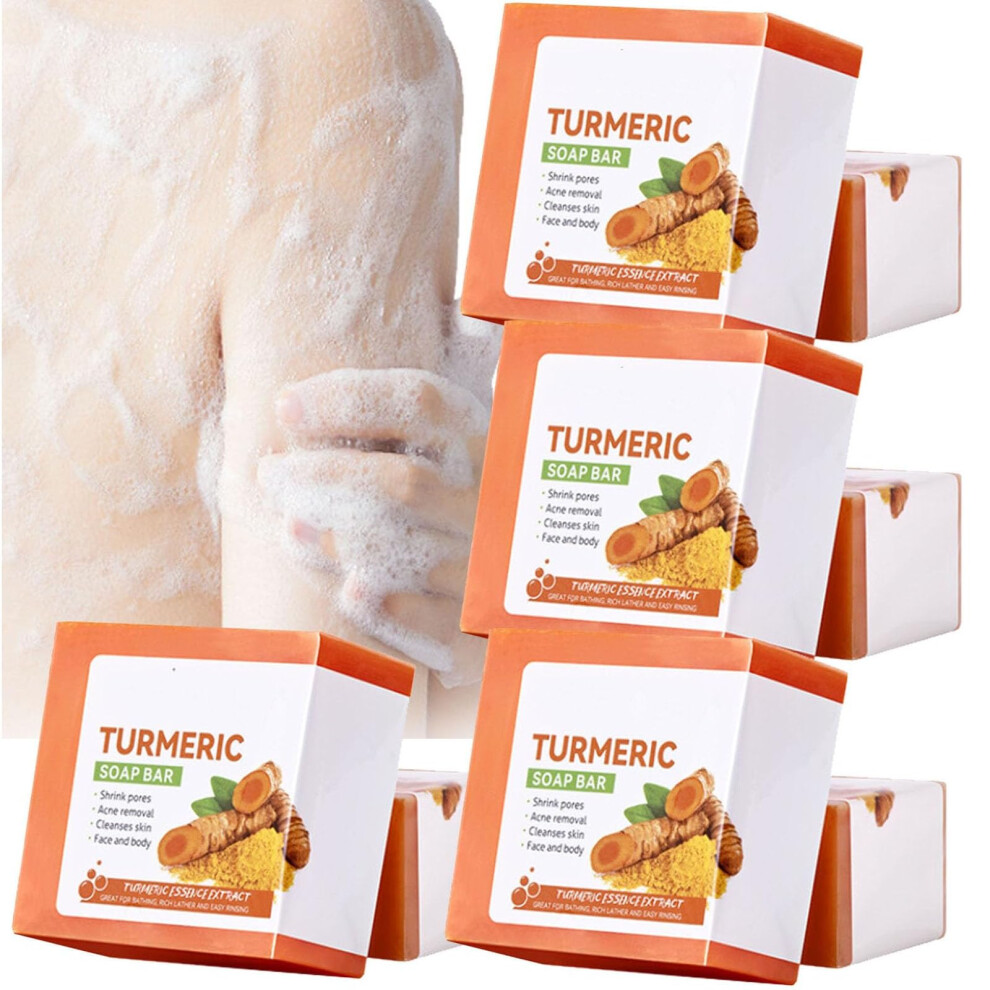 Turmeric Soap Bar for Face and Body, Deep Cleansing and Moisturizing PlantBased Formula, 4pcs