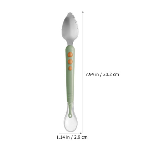 Soft Silicone Dual‑Head Baby Feeding and Fruit Scraper Spoon with Storage Box – Light Green 1