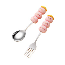 Cute Stainless Steel Cartoon Spoon for Kids, Small Round Durable Design, Easy to Clean Everyday Use