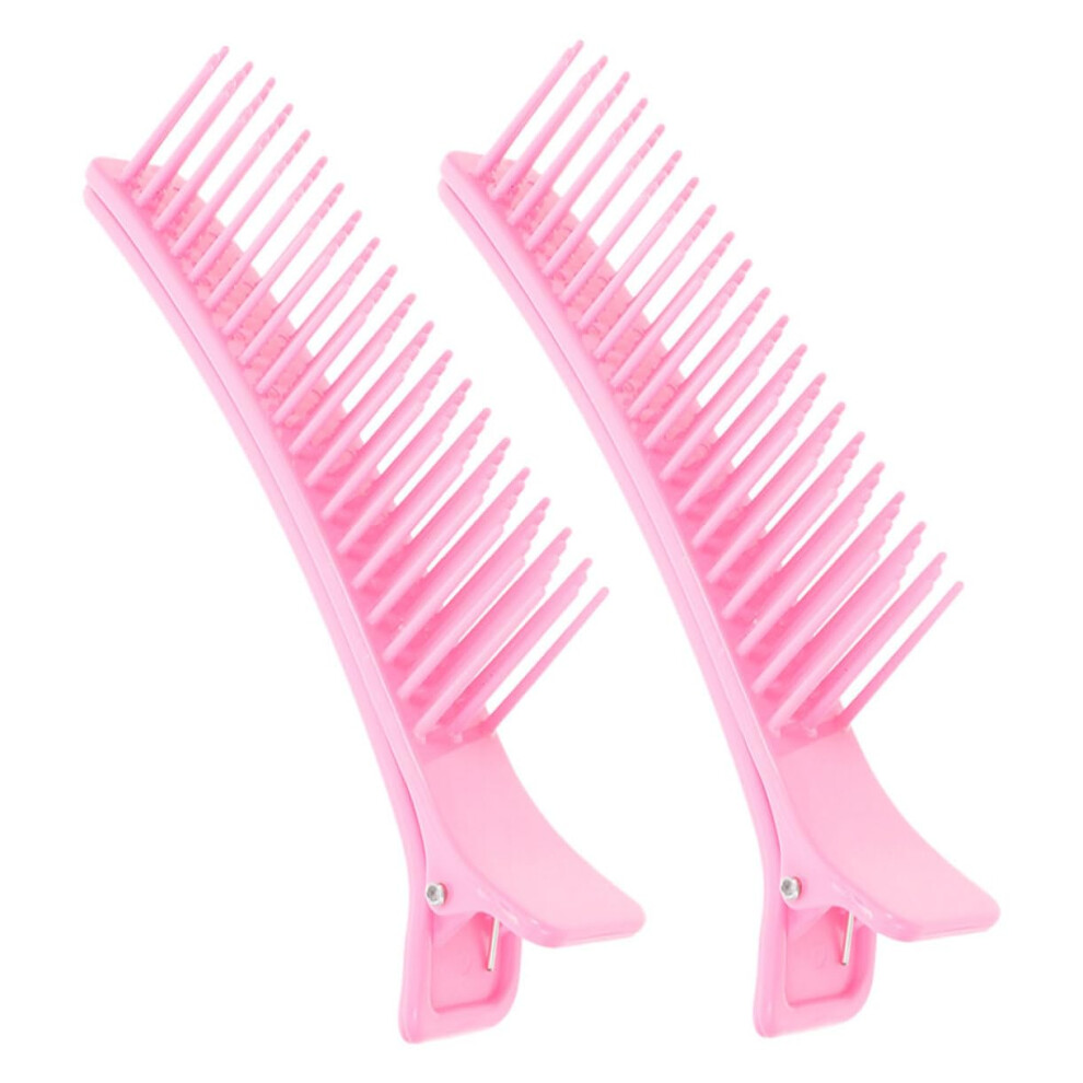Pink Hair Sectioning Clips 2Pcs With Firm Clamping Grip For Cutting Coloring Layering Salon Home