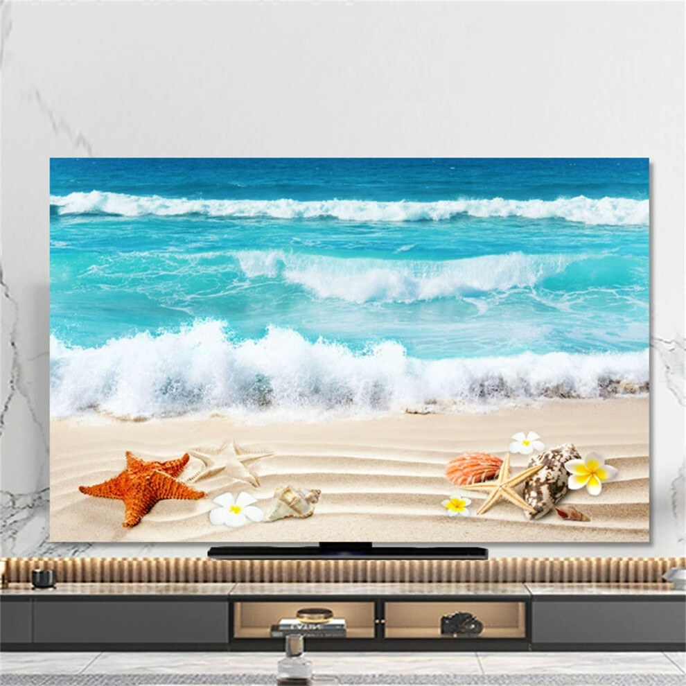 Tv Dust Cover Elastic 3D Sandy Beach Pattern Universal Soft Breathable Protector For 3280 Inch Tvs Plumeria 3739 Inch 9174973556626