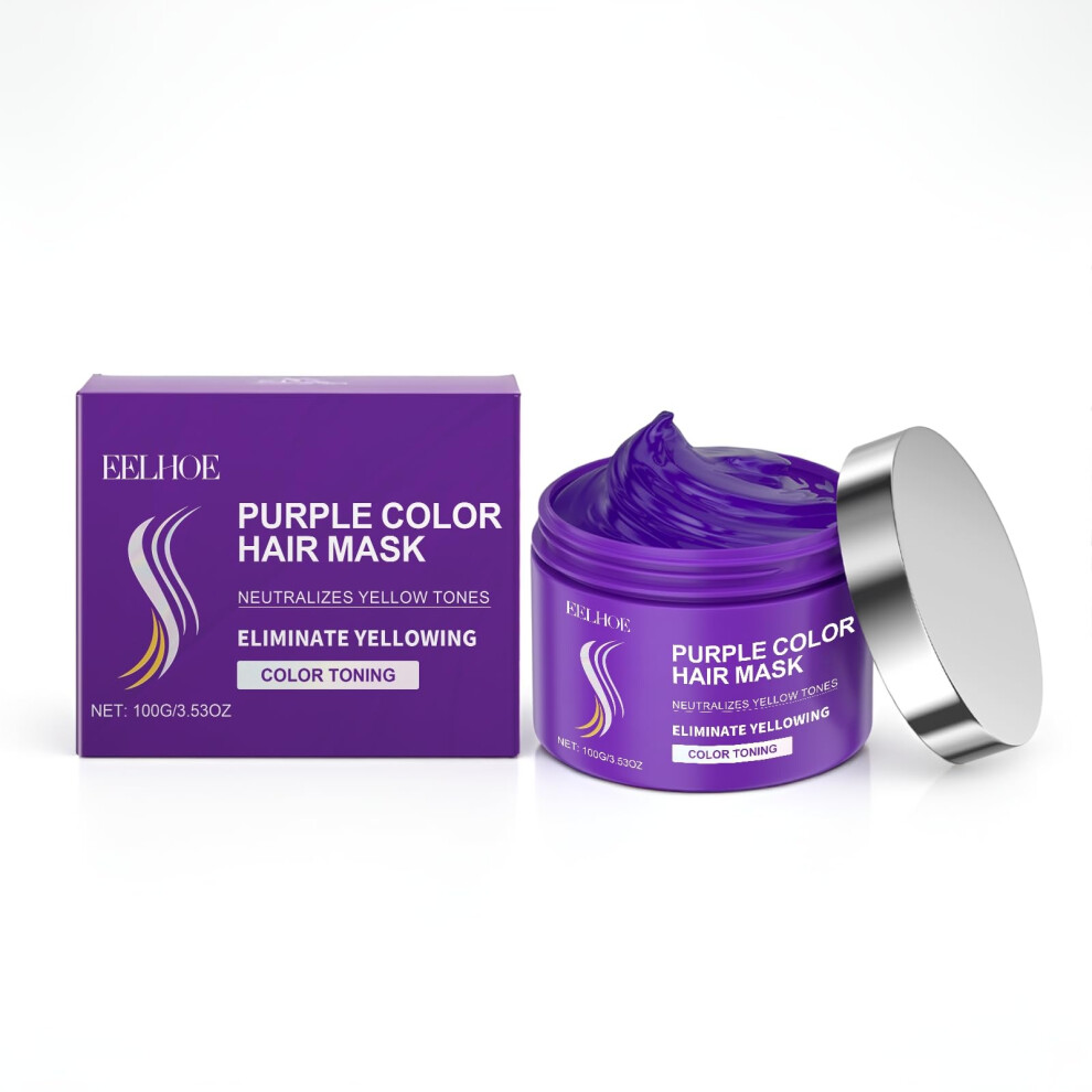 Purple/Yellow Hair Mask For Tones, Moisturizing Color Toning Treatment For Blonde Hair, 3.53 Oz