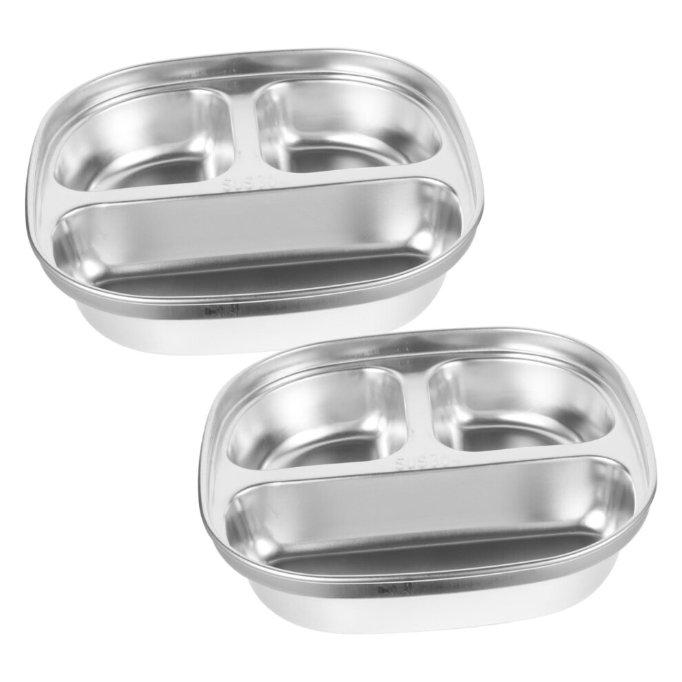 2pcs Stainless Steel Divided Plate for Kids Toddlers, Unbreakable Compartment Dish, Easy to Clean