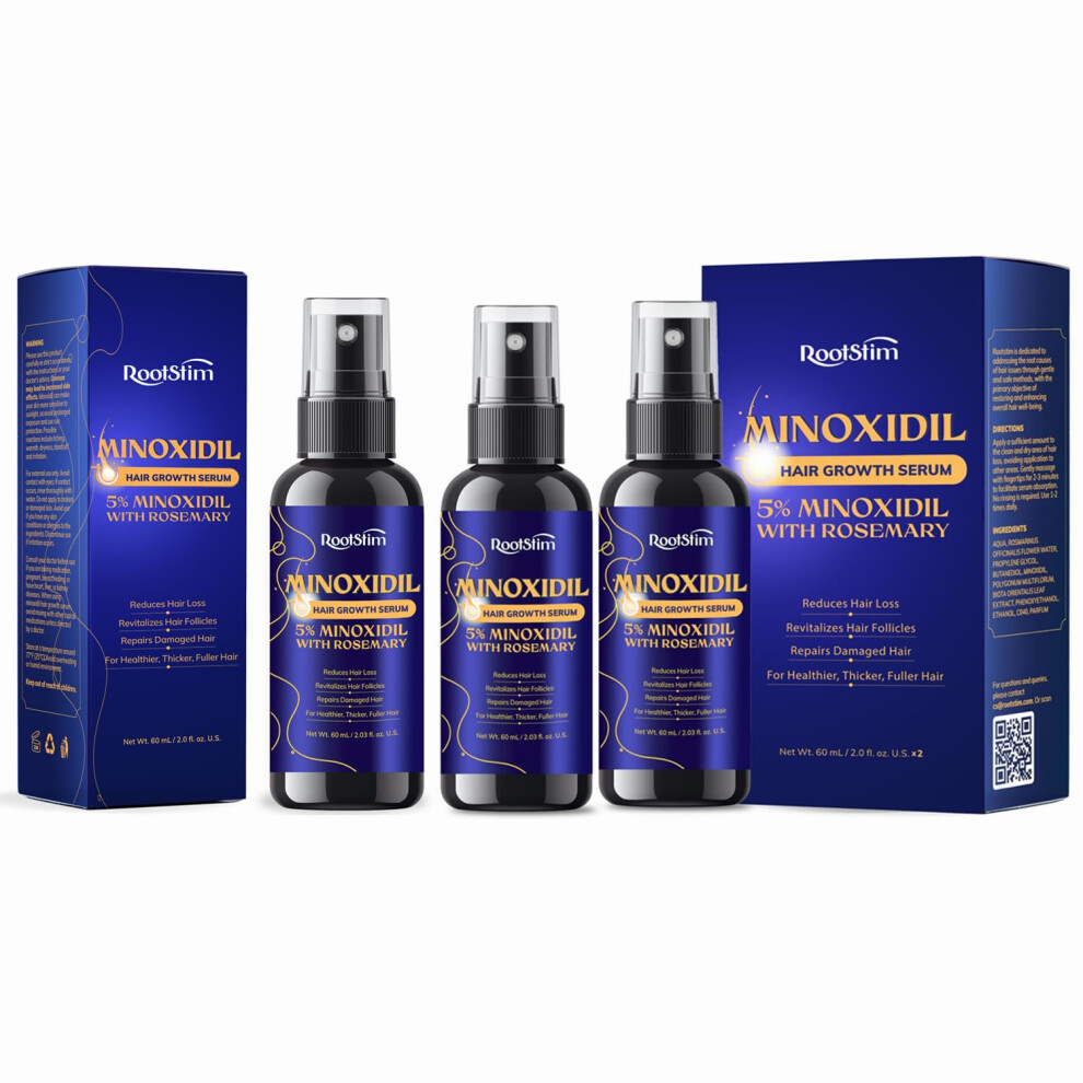 Hair Growth Serum 3Pack with Rosemary Extract â Extra Strength Hair Thickening Treatment for Men and Women â Root Strengthening Formula 60ml Each