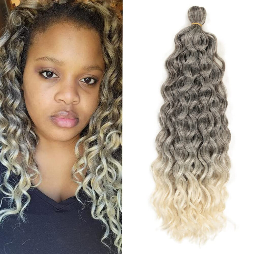 Unisex Crochet Hair Extensions 24 Inch Boho Goddess Locs Ocean Wave T4613 Hawaii Curl Pack Of 5