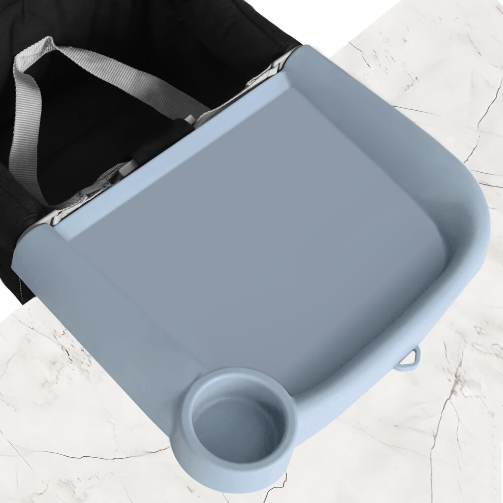 Silicone Baby Feeding Tray For Hookon Chairs, Nonslip Antispill Full Coverage, Dishwasher Safe Removable Design (Blue) Blue