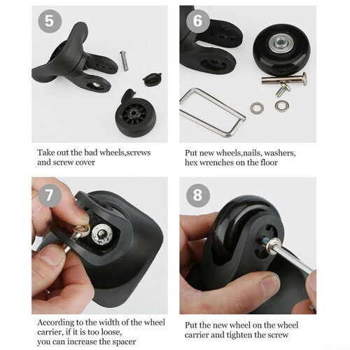 Easily Replaceable Travel Bag Wheels, Includes Essential Accessories, 50x18mm, Universal Luggage Wheel Replacement 2