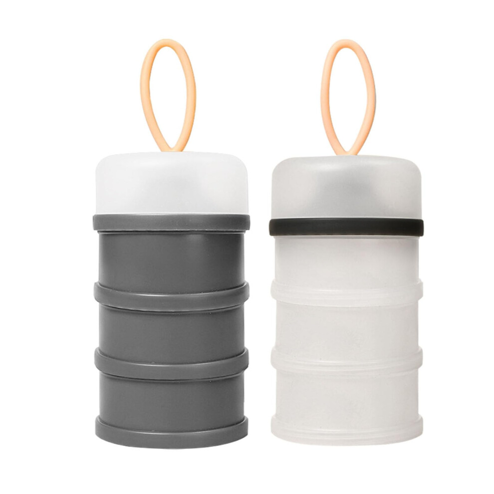 Gray/White Protein Powder Container, 3Layer Stackable Leakproof Dispenser With Funnel For Travel And Fitness (, White)