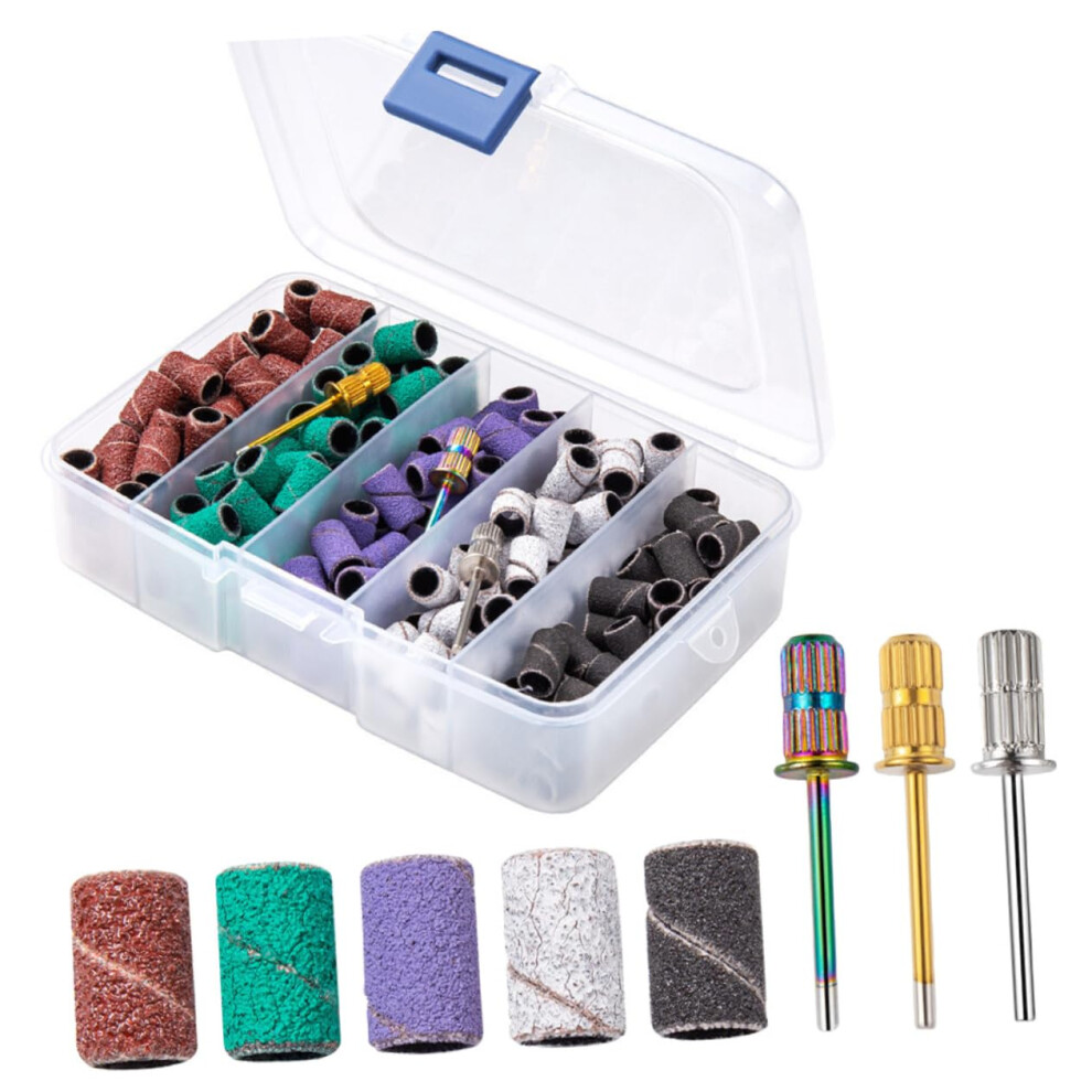 Nail Drill Sanding Bands with Mandrel WearResistant Rings for Acrylic Nails Various Grits Box