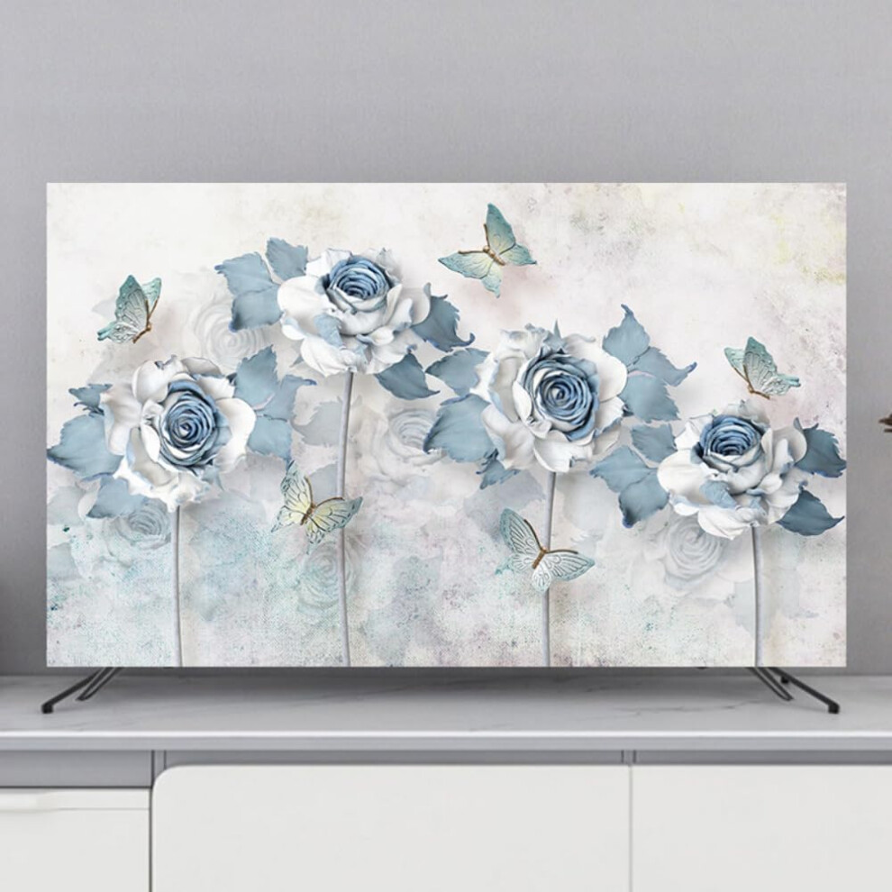 Tv Screen Protector Cover Flower Pattern Sun/Dustproof Decorative Cloth For Desktop Curved Wallmount Tv 75Inch 9044945449716