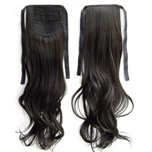 Long Straight Clip In Ponytail Extension 55cm Heat Resistant Synthetic Hair Silky Soft with Ribbon