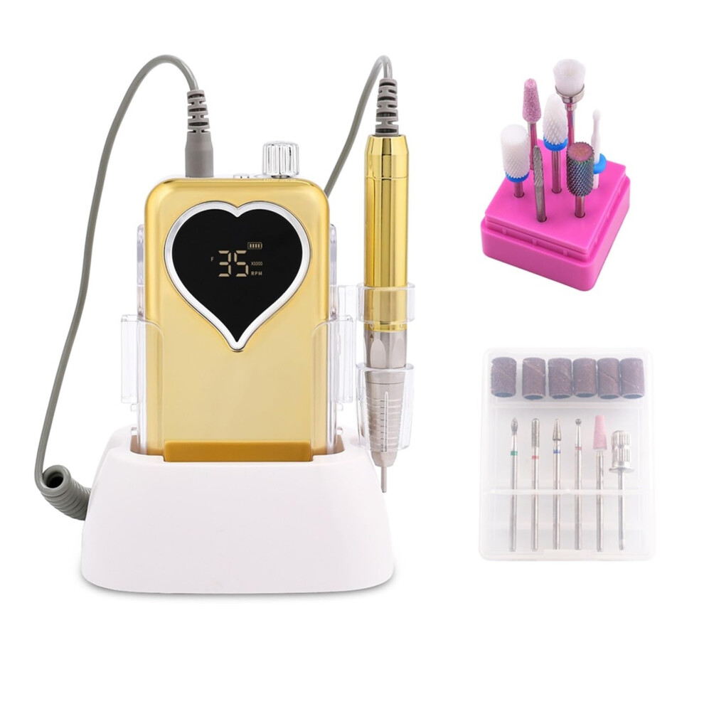 Electric Nail Drill 35000RPM Brushless Rechargeable Cordless Low Noise for Salon and Home Use