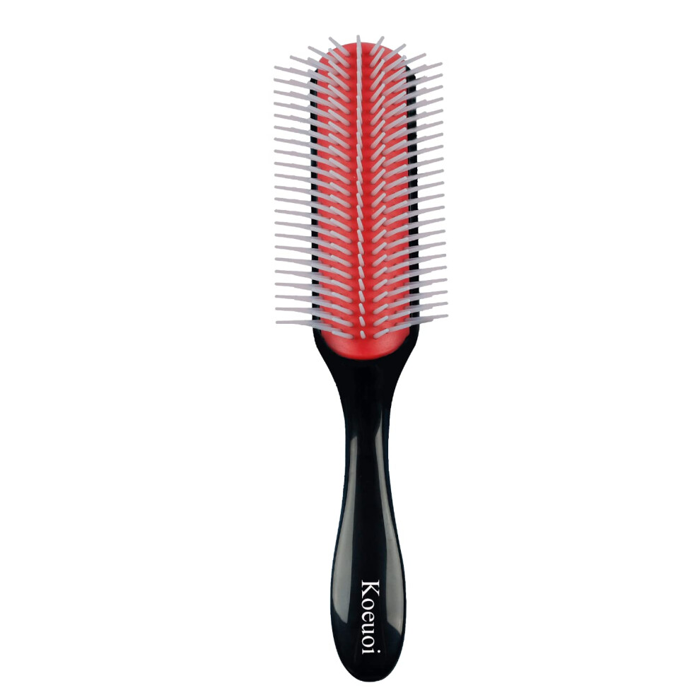 Style 9 Row Hair Brush for Curly Hair, Anti Static Detangling Nylon Bristle Blow Dry Brush