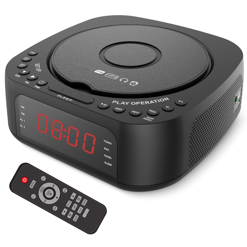 CD Player Alarm Clock USB  Loading CD Player With Speakers MP3 Playback FM Radio Sleep Timer Double Alarms GB Plug-image-OPC-PR58CTT-NEW