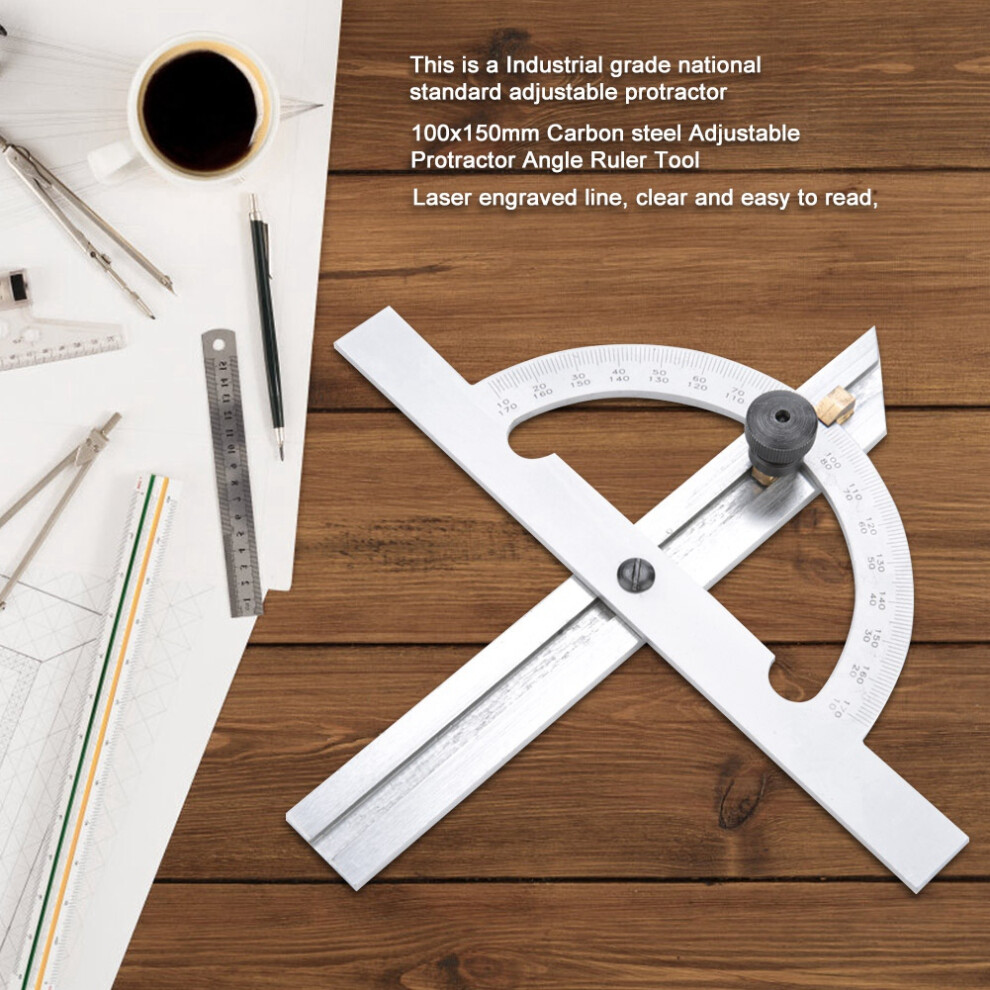 Precision 100X150mm Adjustable Angle Ruler Laser Engraved Carbon Steel 4141382877371