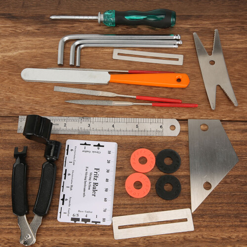 String Organizer Guitar Repairing Kit Fret Rocker Leveling Measuring Tool Hex Wrench Set String Action Ruler Maintenance Tools Change Strings Adjust 2
