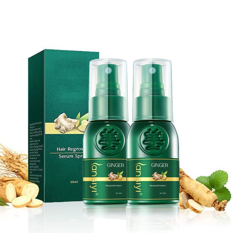 Ginger Hair Growth Serum Spray for Thinning Hair Botanical Regrowth Essence 30ml 2pcs