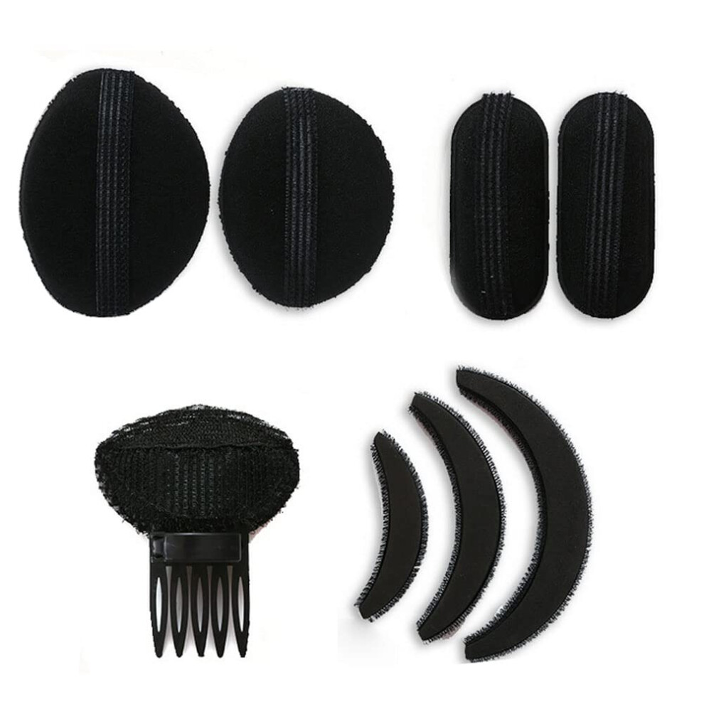8 PCS Black Hair Volume Inserts Set for Women, Lightweight Invisible Styling Pads for Instant Volume Boost
