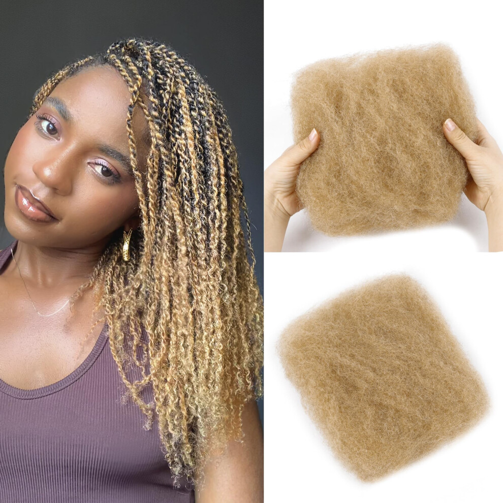 Unisex Afro Kinky Human Hair Bulk 27# 14 Inch For Braiding Dreadlocks, 100% Human Hair Natural Texture