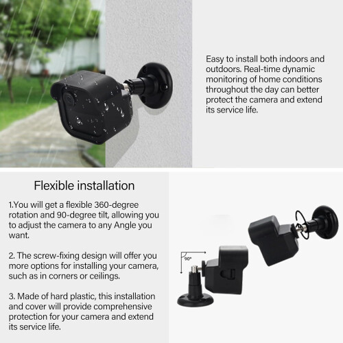 Security Camera Mount 360 Rotation Weatherproof Full Coverage Outdoor PVC Adjustable Bracket White 1